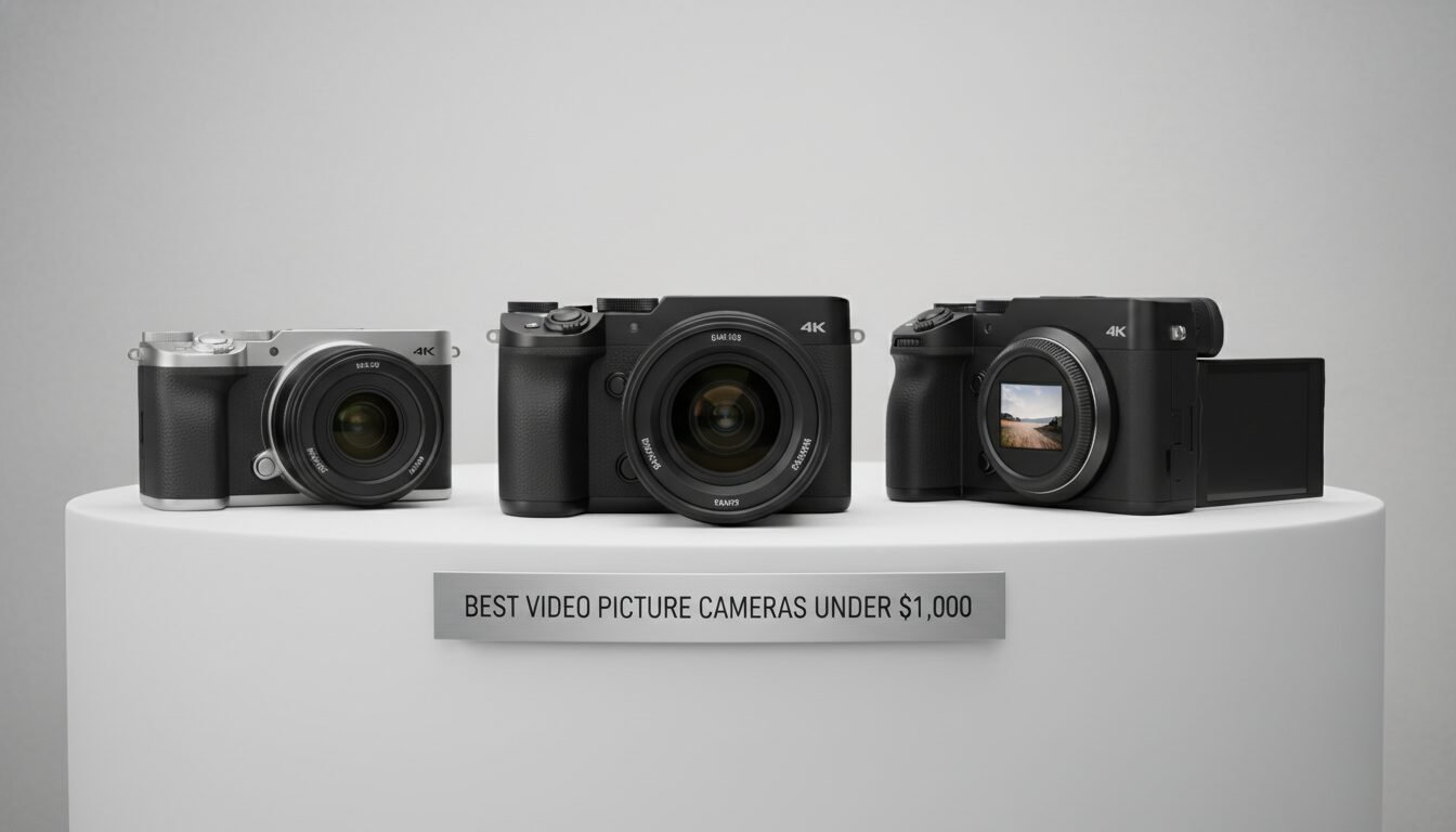 Best Video Picture Cameras Under 

<h2>Best Video Picture Cameras Under $1,000</h2>
<p>,000 – best video picture camera | Emin Media” class=”wp-image-9743″ loading=”lazy” width=”1792″ height=”1024″ /><figcaption>Best Video Picture Cameras Under </p>
<h2>Best Video Picture Cameras Under $1,000</h2>
<p>,000 – best video picture camera | Emin Media</figcaption></figure>
<p>Budget-friendly hybrid cameras now pack professional features that were unthinkable at this price point just two years ago. These models prove you don’t need to spend thousands for excellent video and photo quality.</p>
<h3>Sony ZV-E10 II – The Entry-Level Powerhouse</h3>
<p>At just under $1,000, the Sony ZV-E10 II represents a massive leap forward. It now shoots 4K 60p in 10-bit 4:2:2 with S-Log3, solving the original’s crippling rolling shutter and 8-bit limitations. Sony’s AI-powered autofocus remains class-leading, with reliable face and eye tracking for both photos and video. The body weighs only 343g, making it perfect for travel and daily carry. The trade-off? No sensor-shift stabilization — you’ll need optically stabilized lenses or a gimbal for silky footage. Still, for a these camera under $1,000, it sets an incredibly high bar.</p>
<blockquote>
<p>“The Sony ZV-E10 II fixes the rolling shutter issue and adds 10-bit 4K60P, making it a top choice for hybrid shooters on a budget,” says Pascal Basel, professional videographer and camera reviewer. <a href=