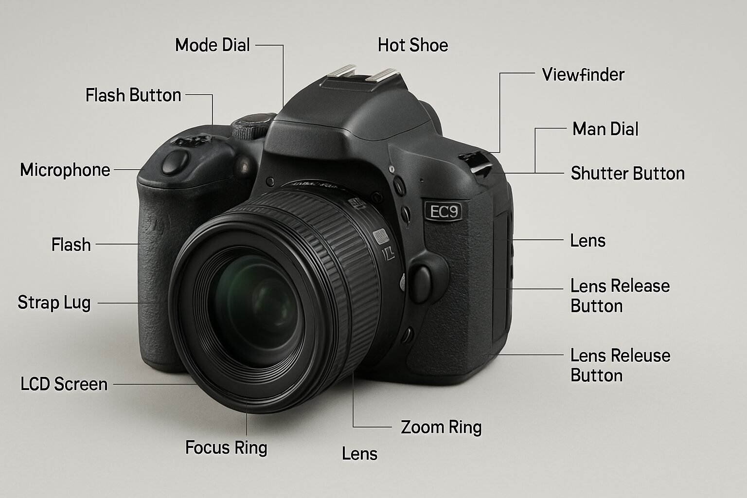 1. The Key External Parts of a Digital SLR Camera - parts of a digital slr camera | Emin Media